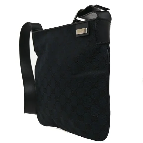 GUCCI Logo GG Pattern Shoulder Bag Canvas Leather Black SHW Italy 36KB680 - Picture 2 of 13